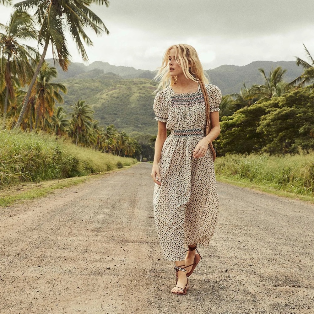 Doen Cream Floral Maxi Dress